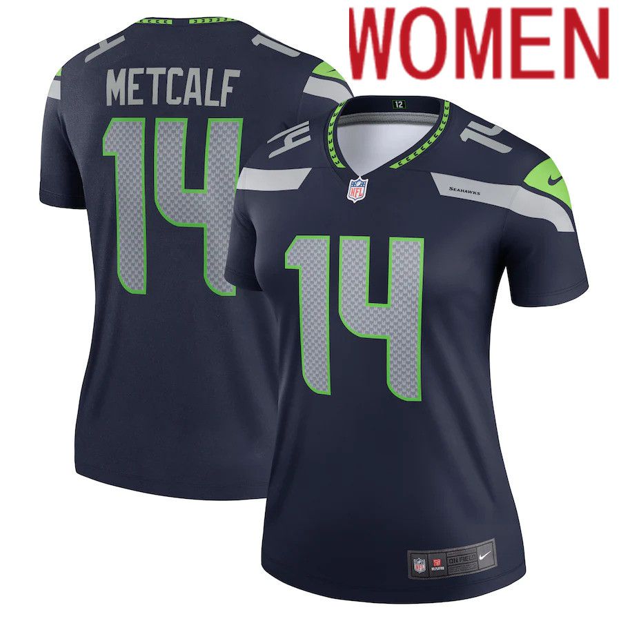 Women Seattle Seahawks #14 DK Metcalf Nike College Navy Legend NFL Jersey->women nfl jersey->Women Jersey